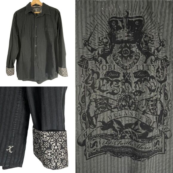 Express Other - Express Design Studio Mens Black Button up Shirt SIZE MEDIUM M Contrast Cuff